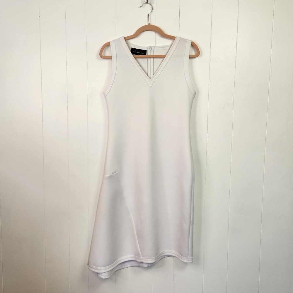 Peet Dullaert Luxury Designer Dress Sleeveless Scuba V-Neck Bridal Size Small